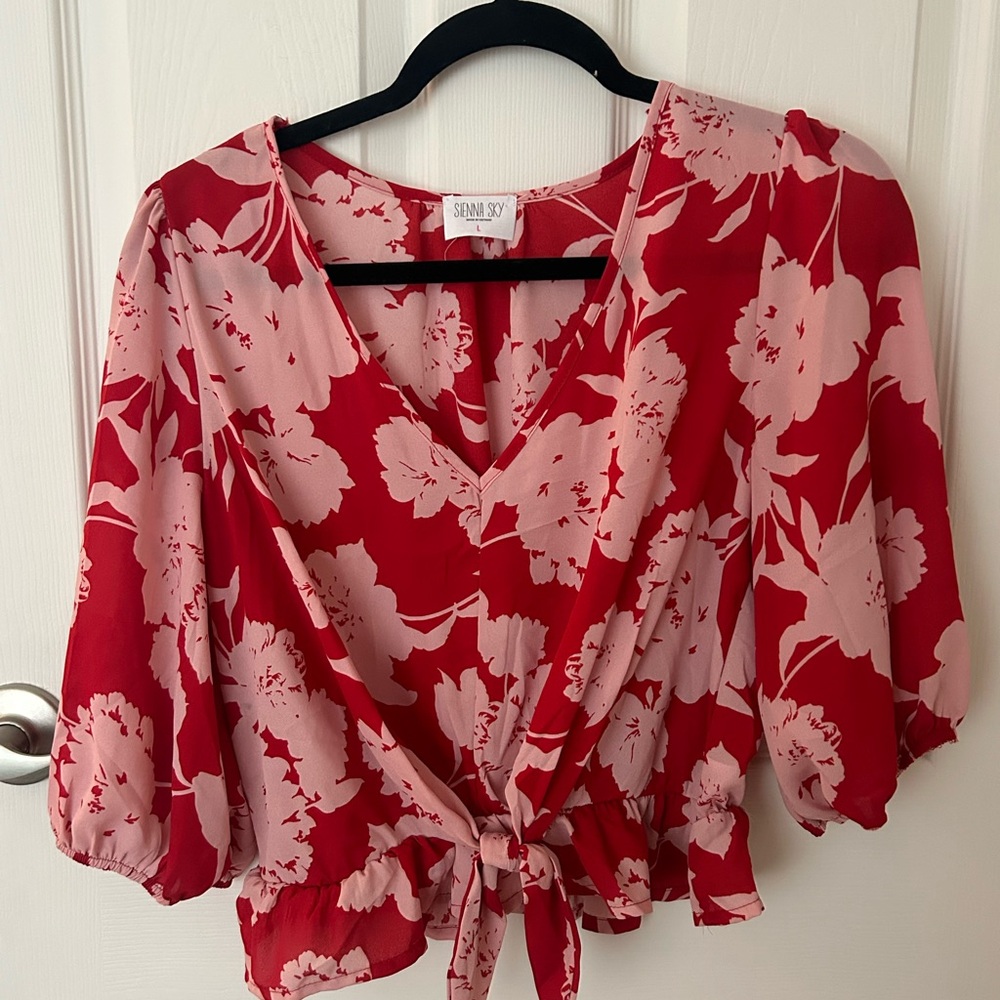 Sienna Sky Red and Pink Floral Blouse